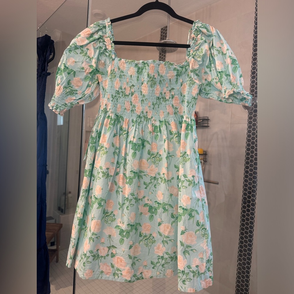 Hill House Athena Dress - Blue Roses Poplin